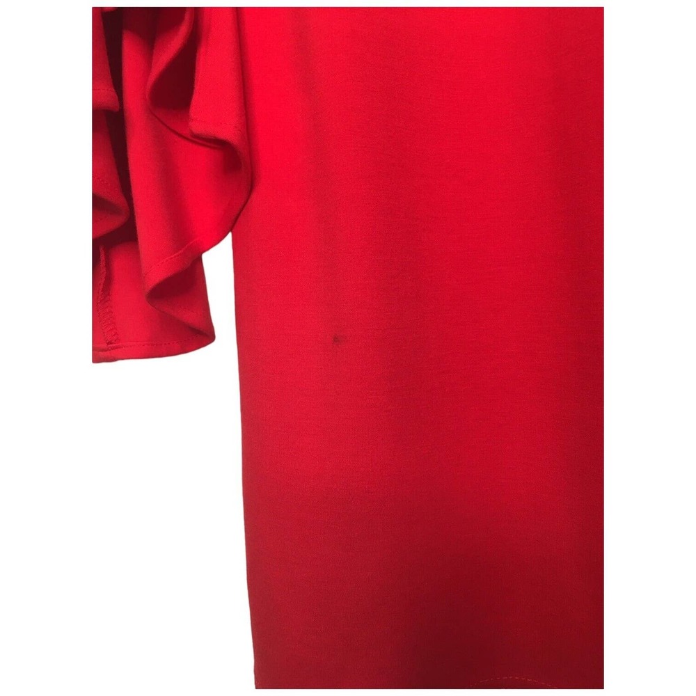 Lulus Gimme Some Flair Red Flounce Sleeve Bodycon Lined Womens Dress Red M - Picture 5 of 16